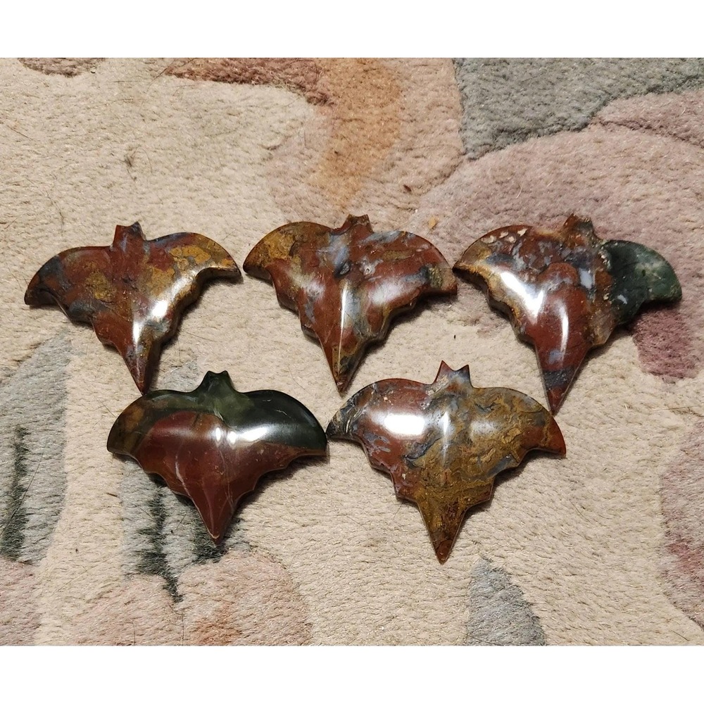 Bloodstone & Red Jasper Bat: Crystal Healing Stone (2.5 inch)